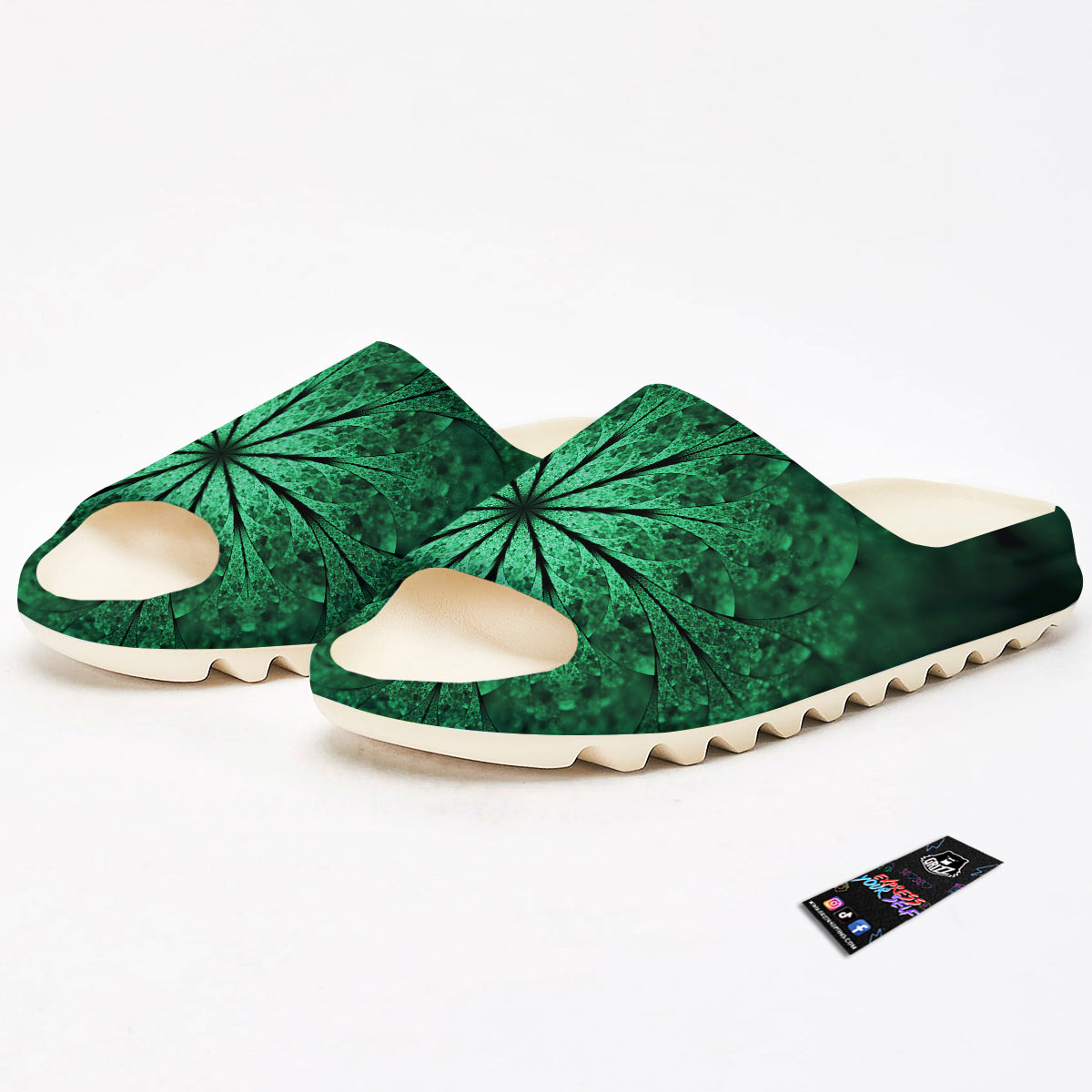 Kaleidoscope Dark Green Print Sandals-grizzshop