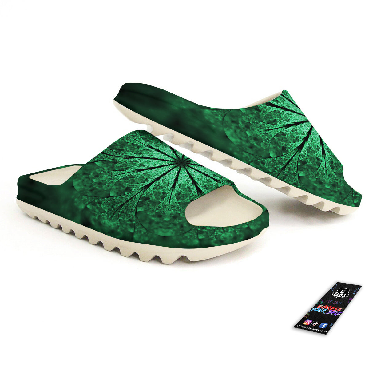 Kaleidoscope Dark Green Print Sandals-grizzshop