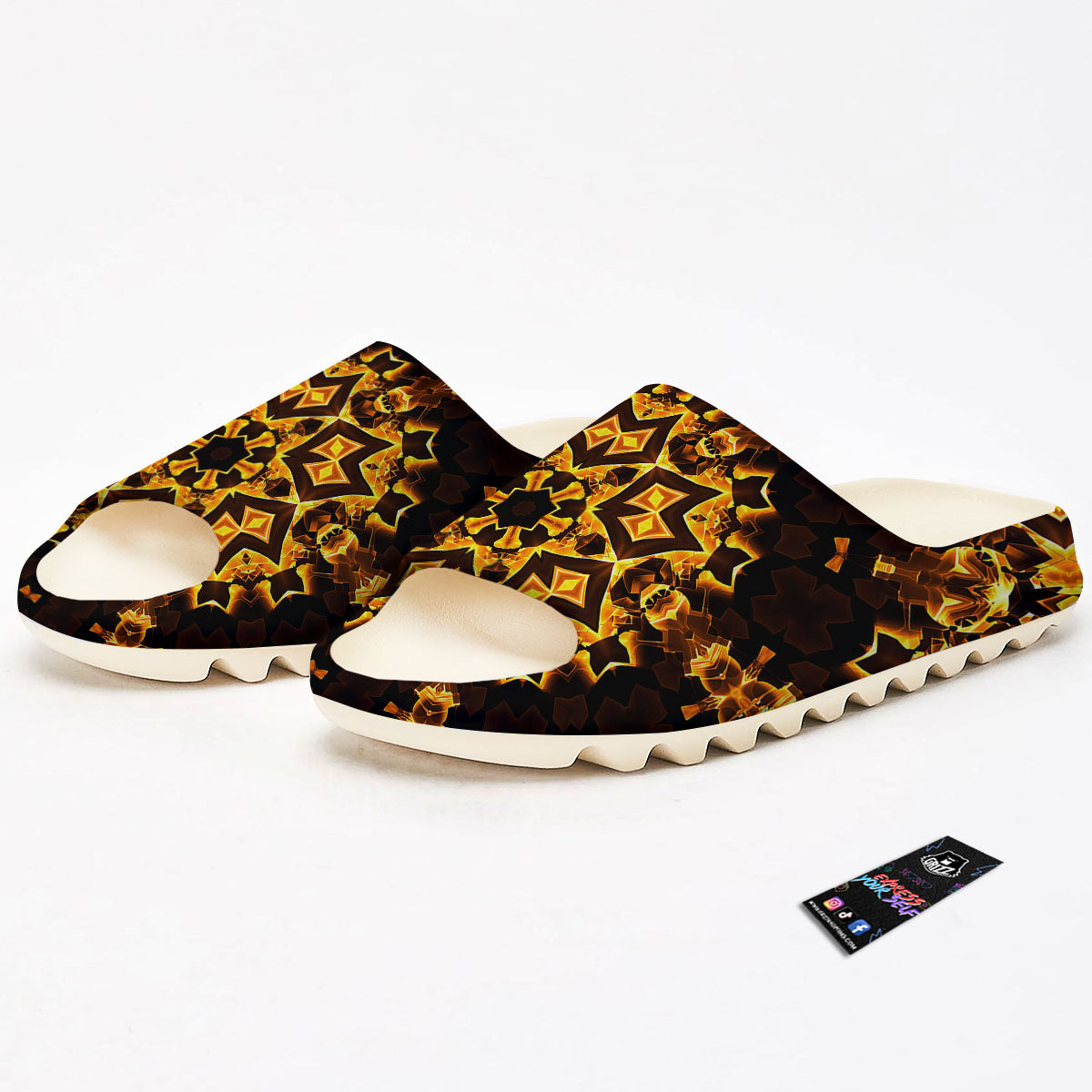 Kaleidoscope Lights Gold Print Sandals-grizzshop