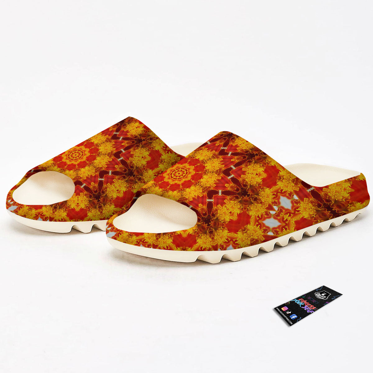 Kaleidoscope Orange Print Sandals-grizzshop