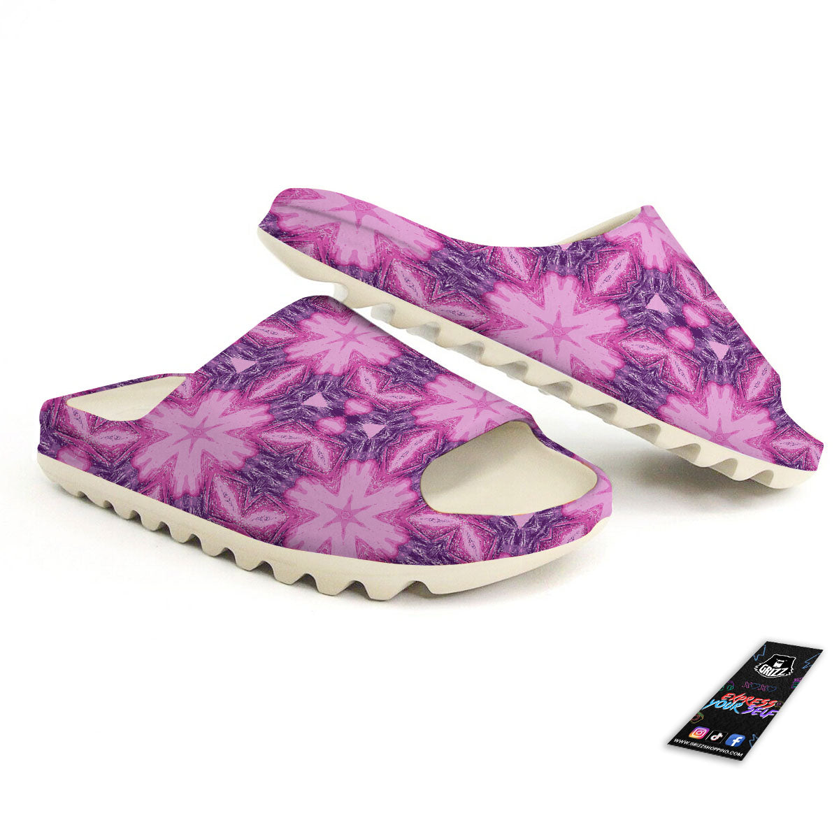 Kaleidoscope Pink Print Pattern Sandals-grizzshop