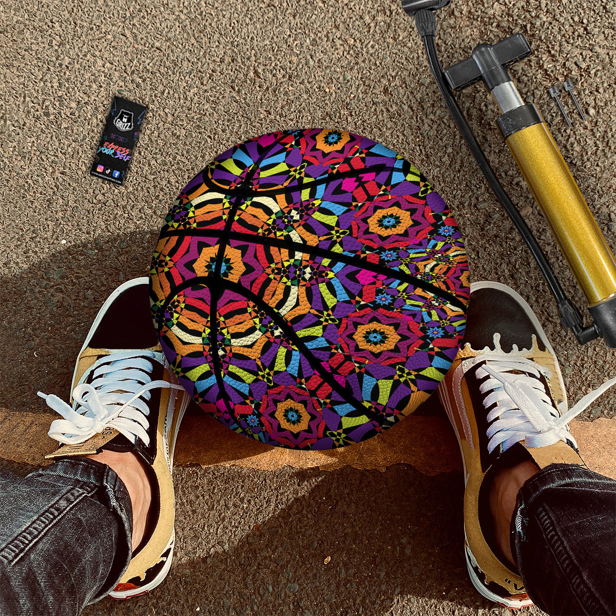 Kaleidoscope Psychedelic Colorful Print Basketball
