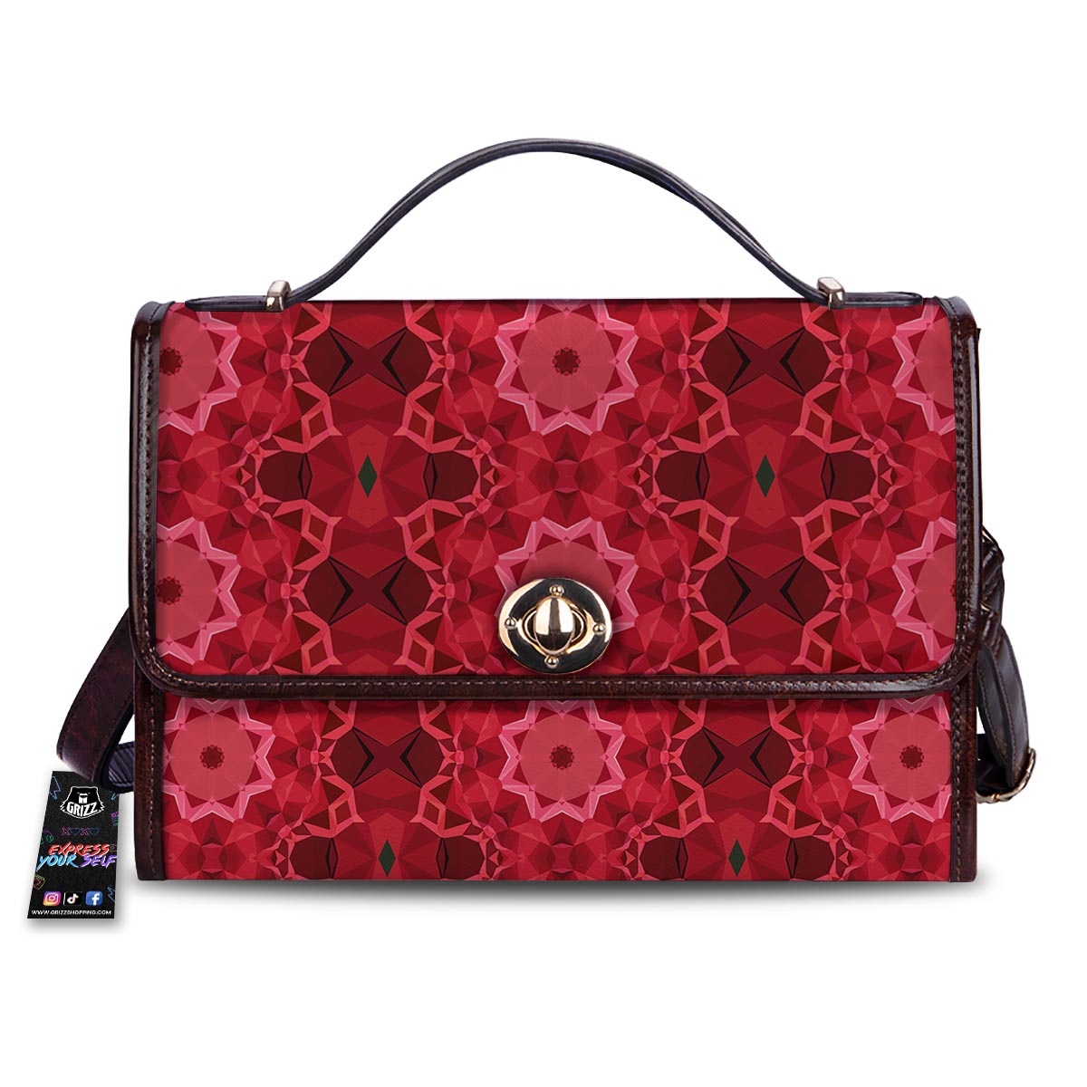 Kaleidoscope Red Print Pattern Women's Satchel Bag