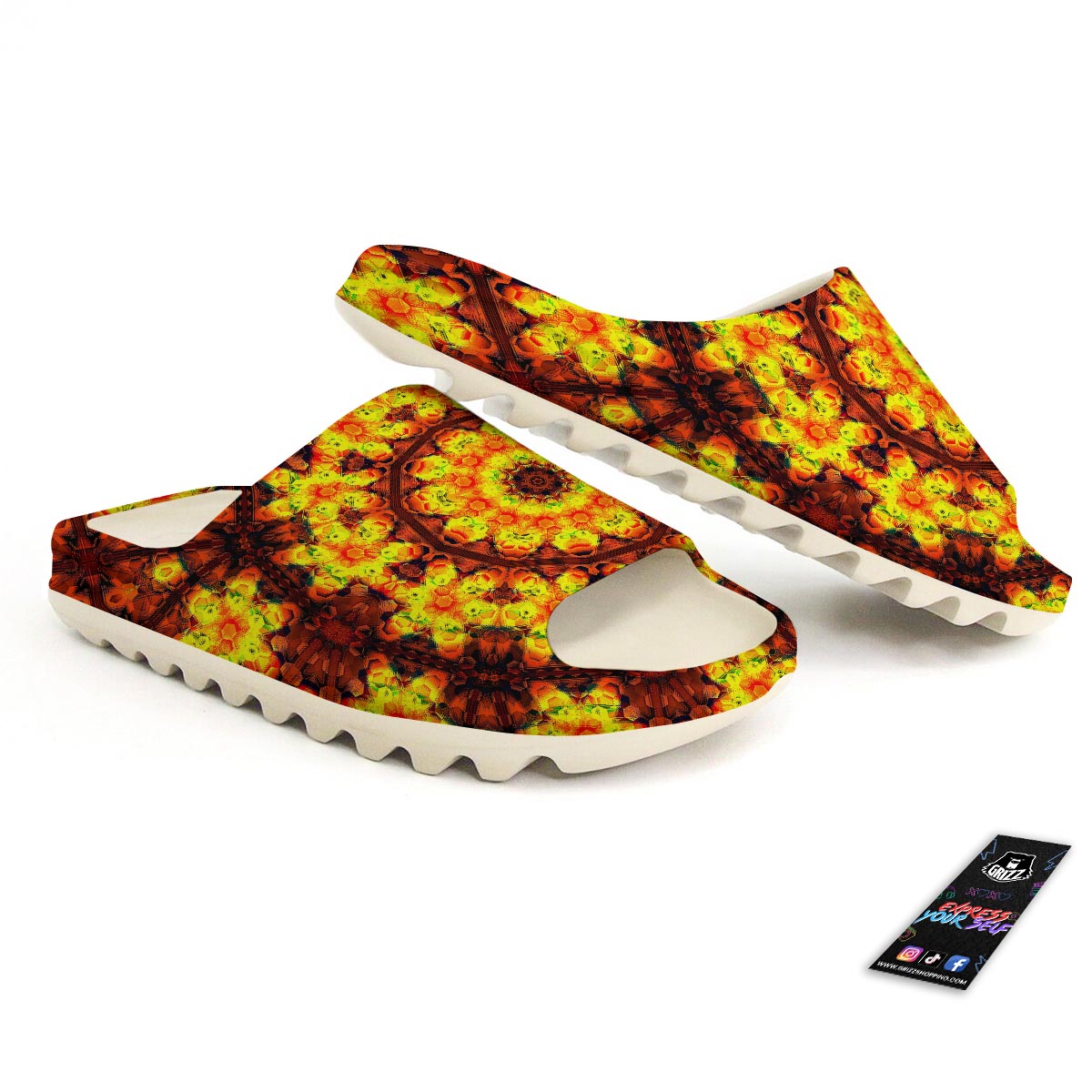 Kaleidoscope Sun Fire Print Sandals-grizzshop