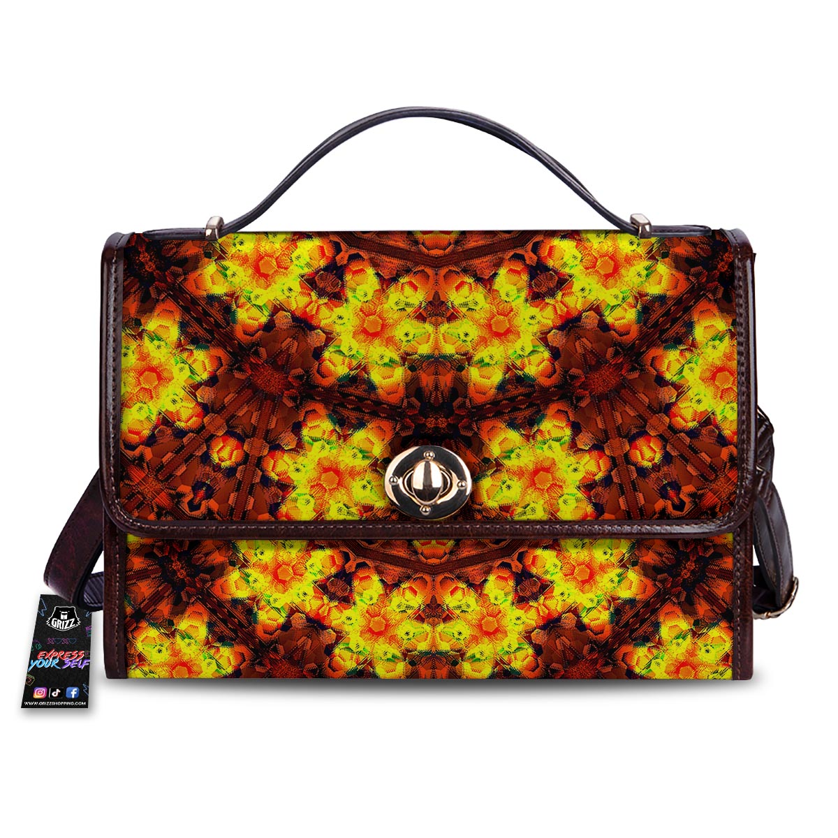 Kaleidoscope Sun Fire Print Women's Satchel Bag