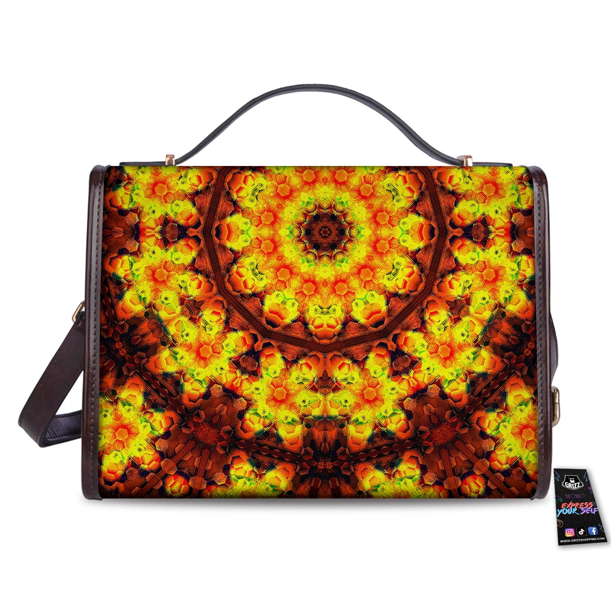 Kaleidoscope Sun Fire Print Women's Satchel Bag