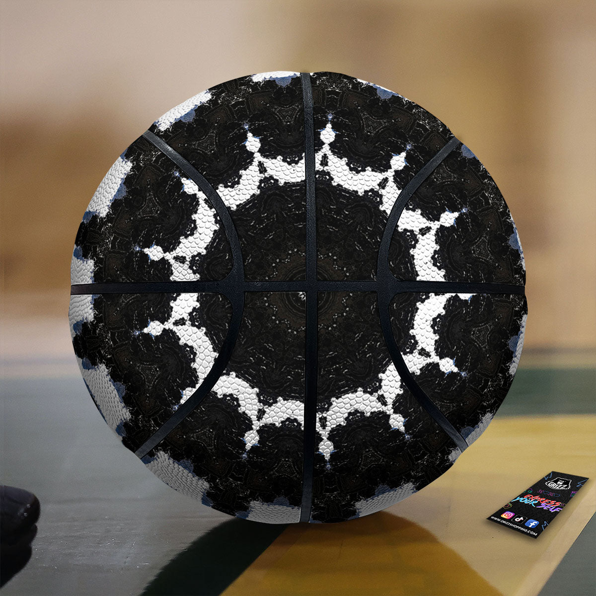 Kaleidoscope White And Black Print Basketball