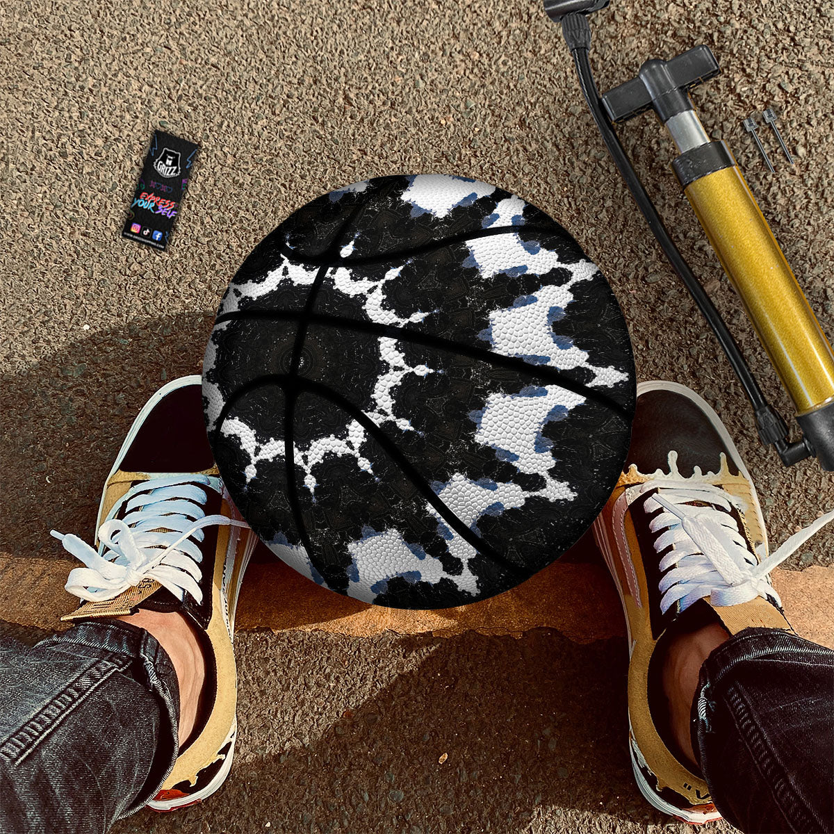 Kaleidoscope White And Black Print Basketball