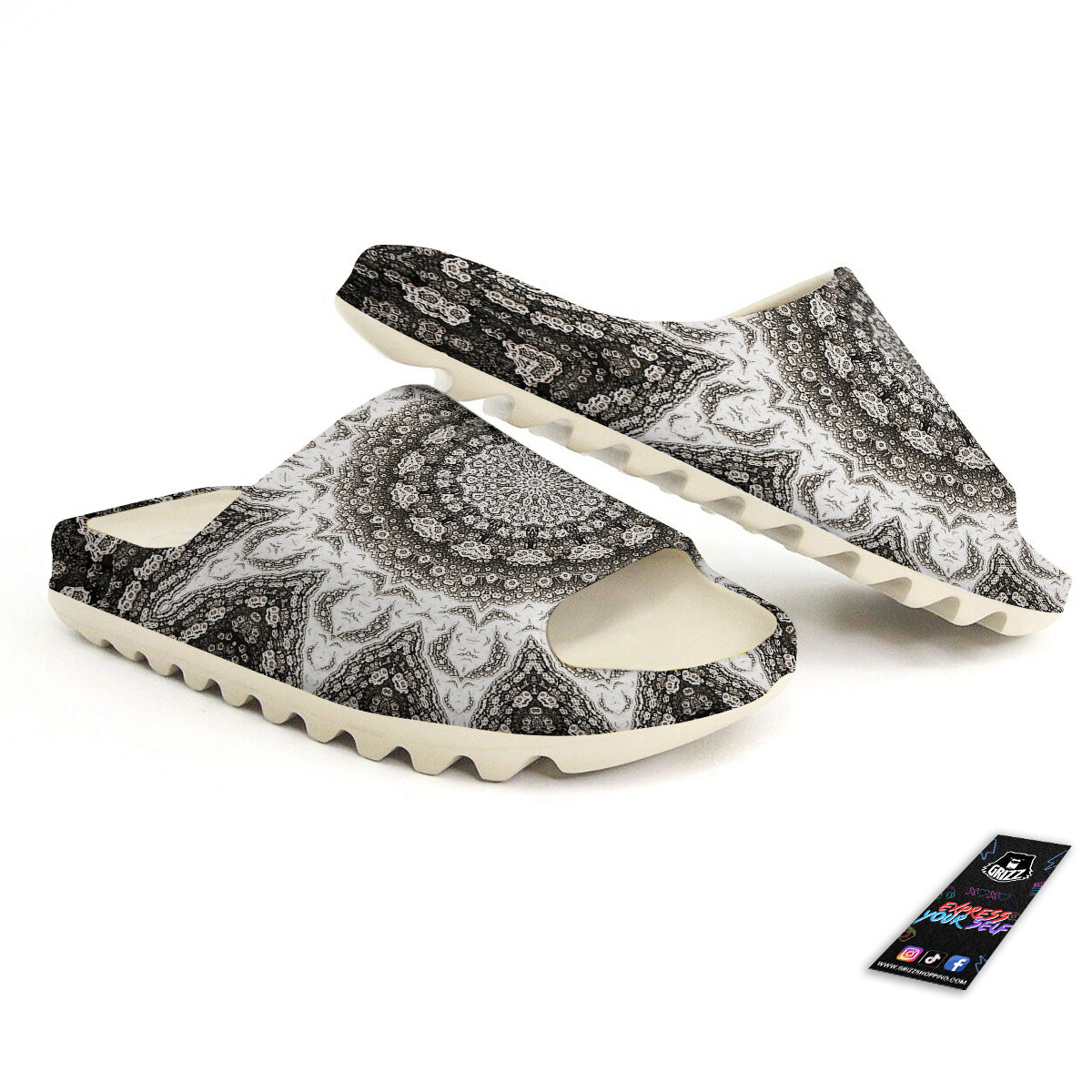 Kaleidoscope White Print Sandals-grizzshop