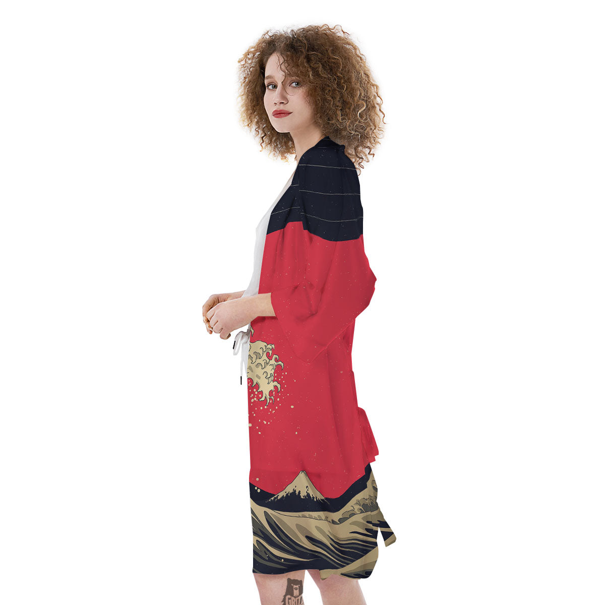 Kanagawa Wave Golden Print Kimono-grizzshop