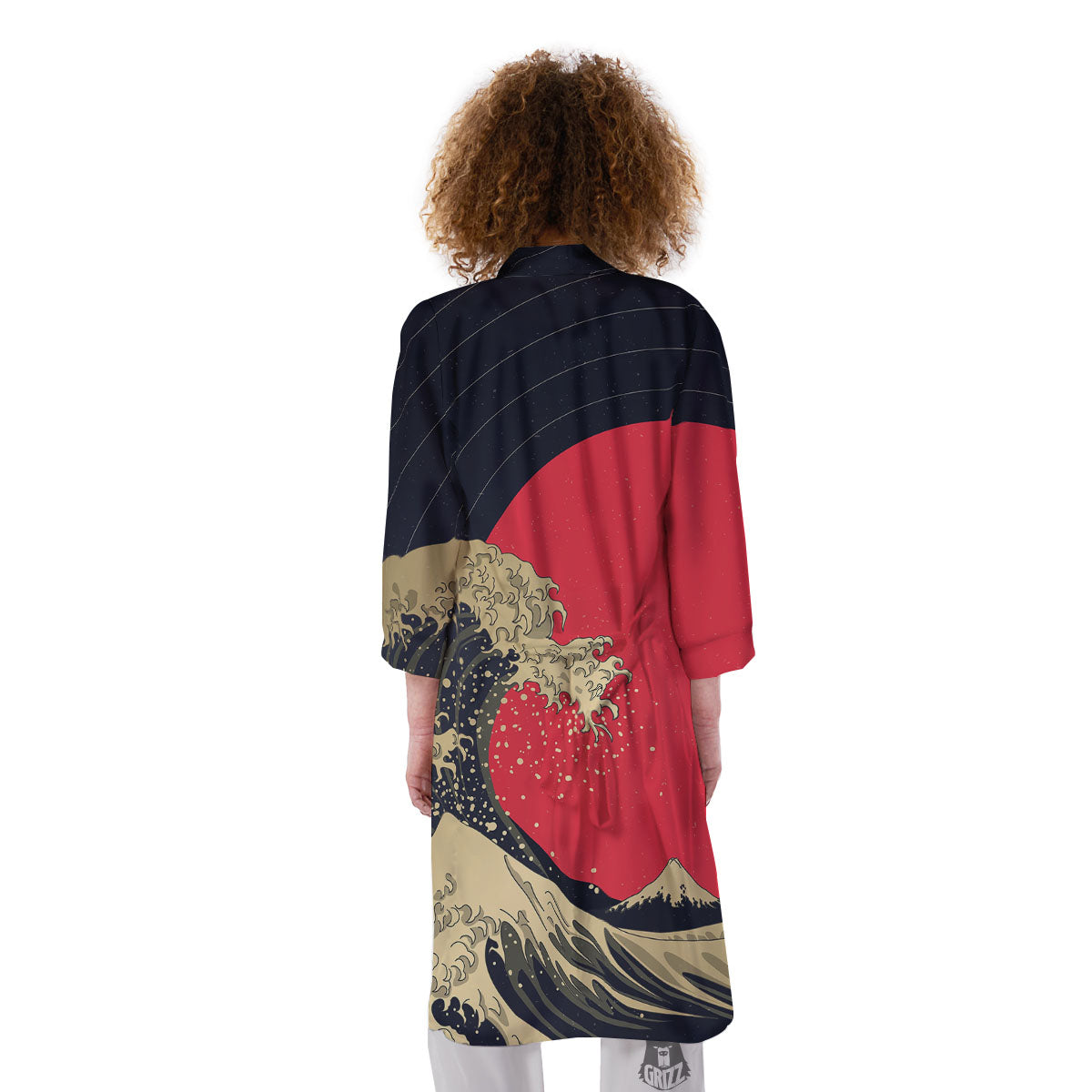 Kanagawa Wave Golden Print Kimono-grizzshop