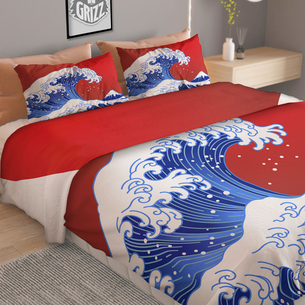 Kanagawa Wave Japanese Print Duvet Cover Bedding Set