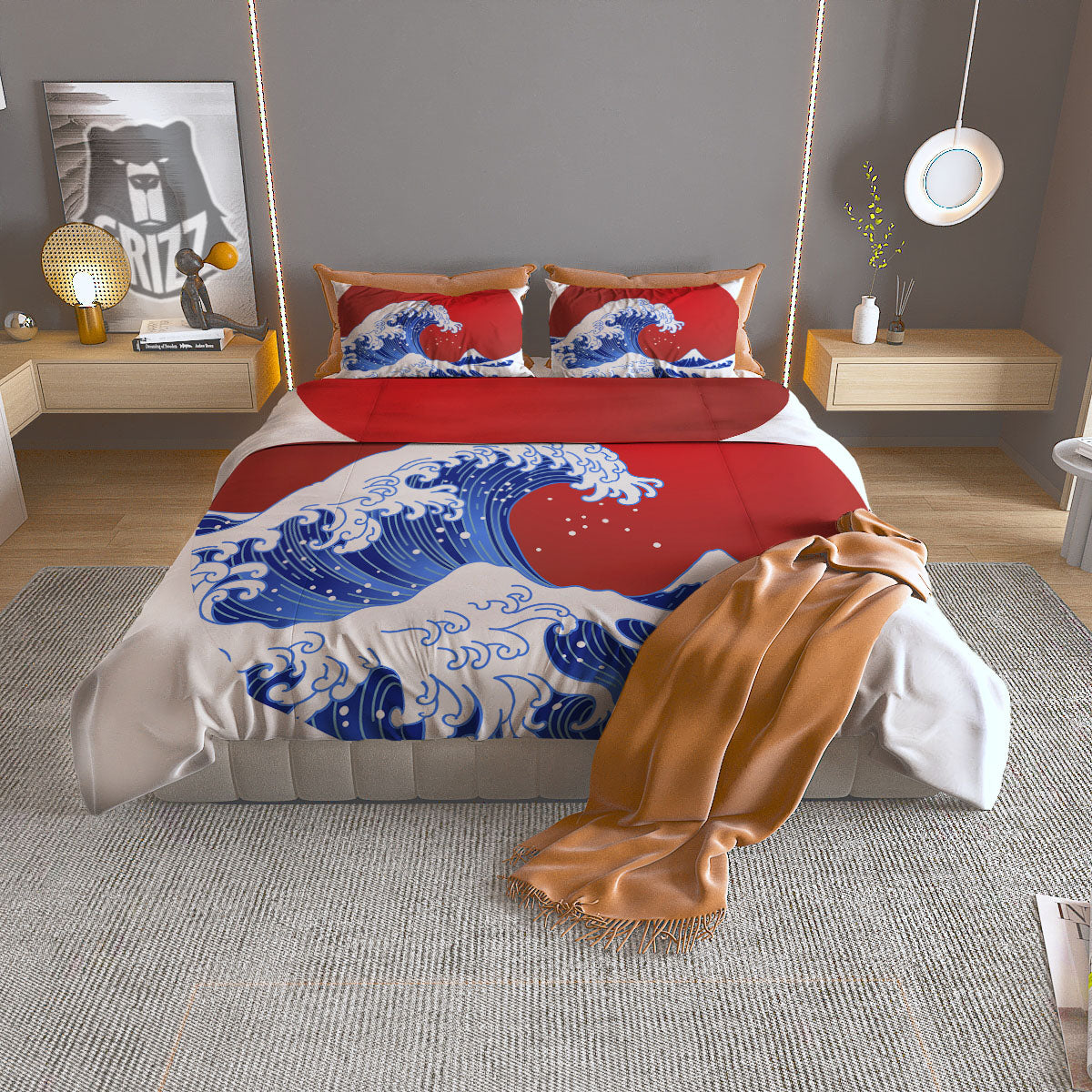 Kanagawa Wave Japanese Print Duvet Cover Bedding Set
