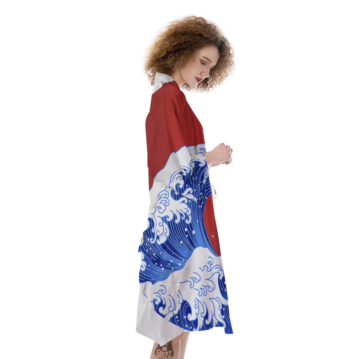 Kanagawa Wave Japanese Print Kimono-grizzshop