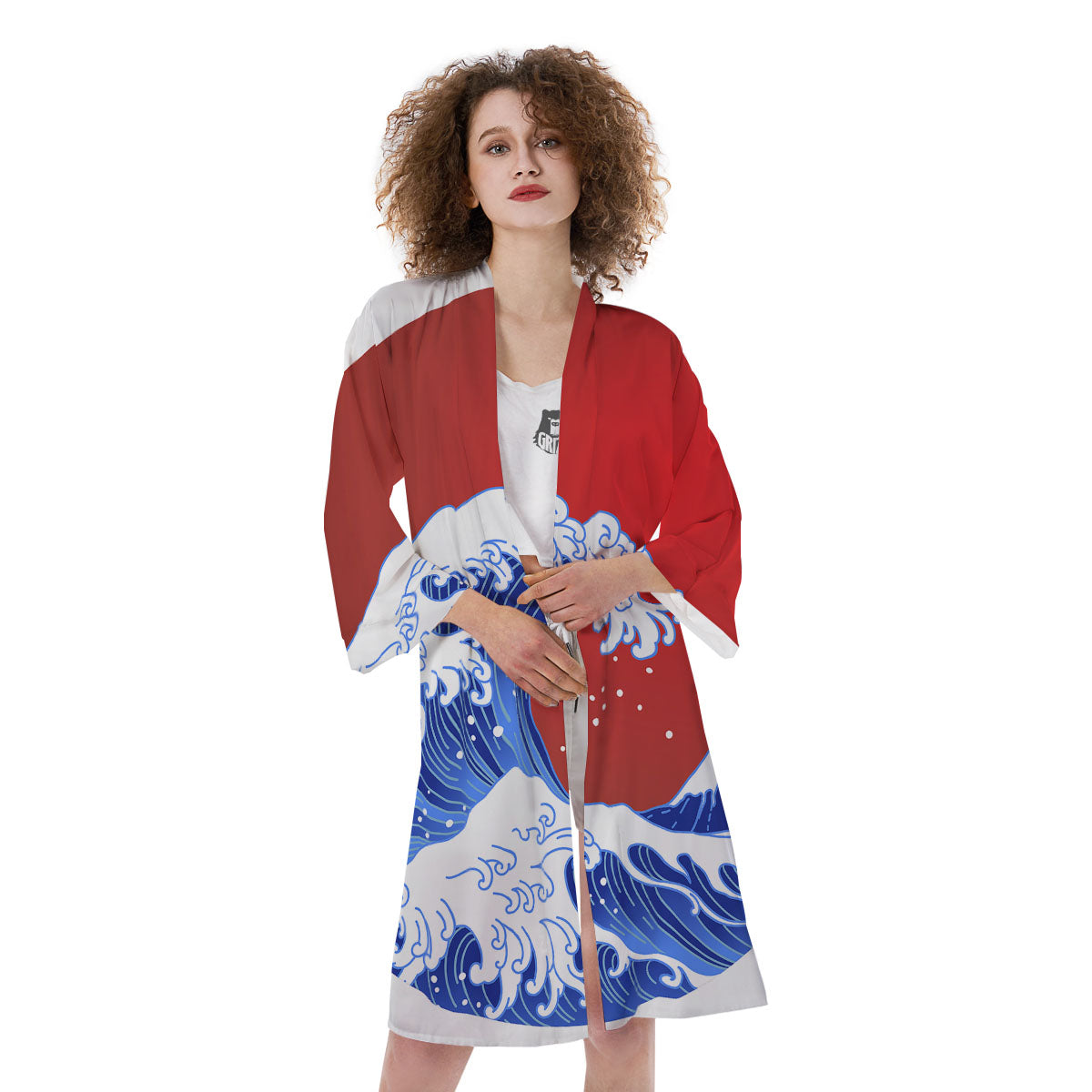 Kanagawa Wave Japanese Print Kimono-grizzshop
