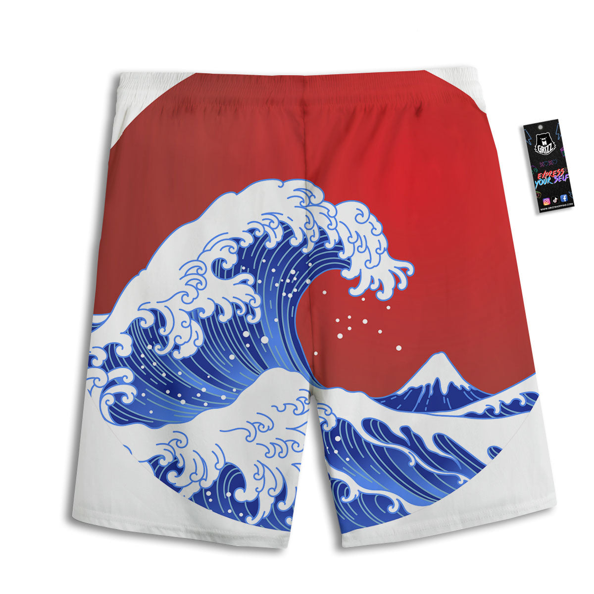 Kanagawa Wave Japanese Print Men's Athletic Shorts