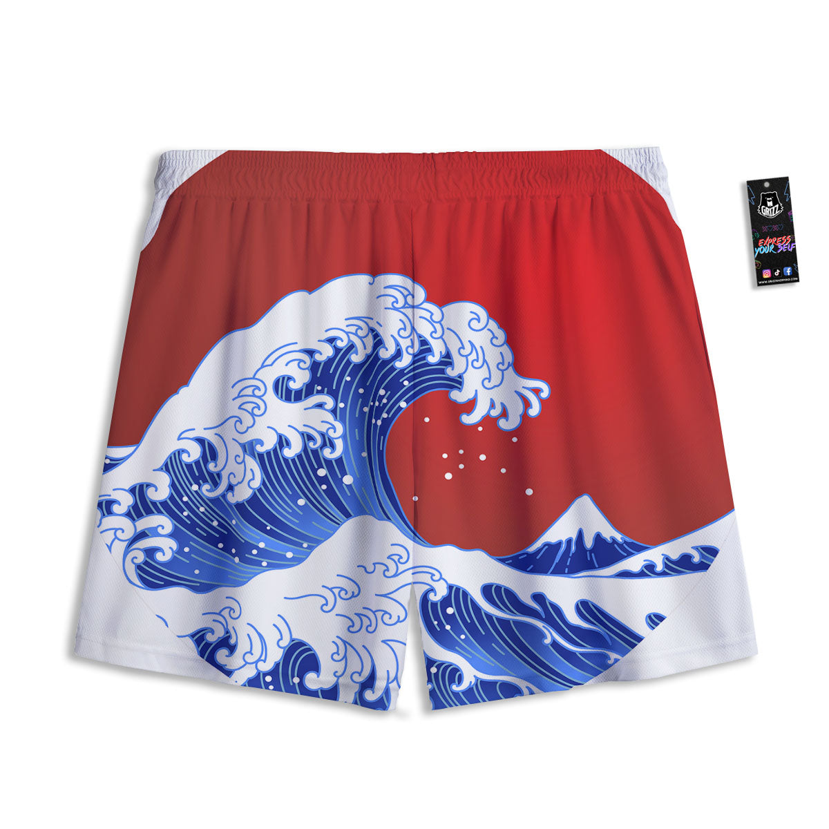 Kanagawa Wave Japanese Print Mesh Shorts