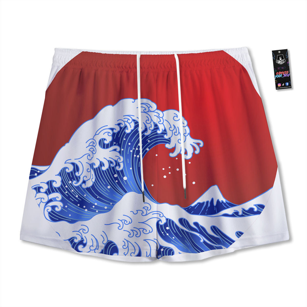Kanagawa Wave Japanese Print Mesh Shorts