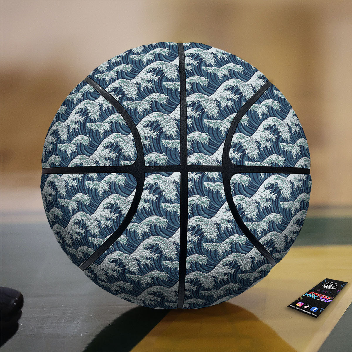 Kanagawa Wave Japanese Print Pattern Basketball