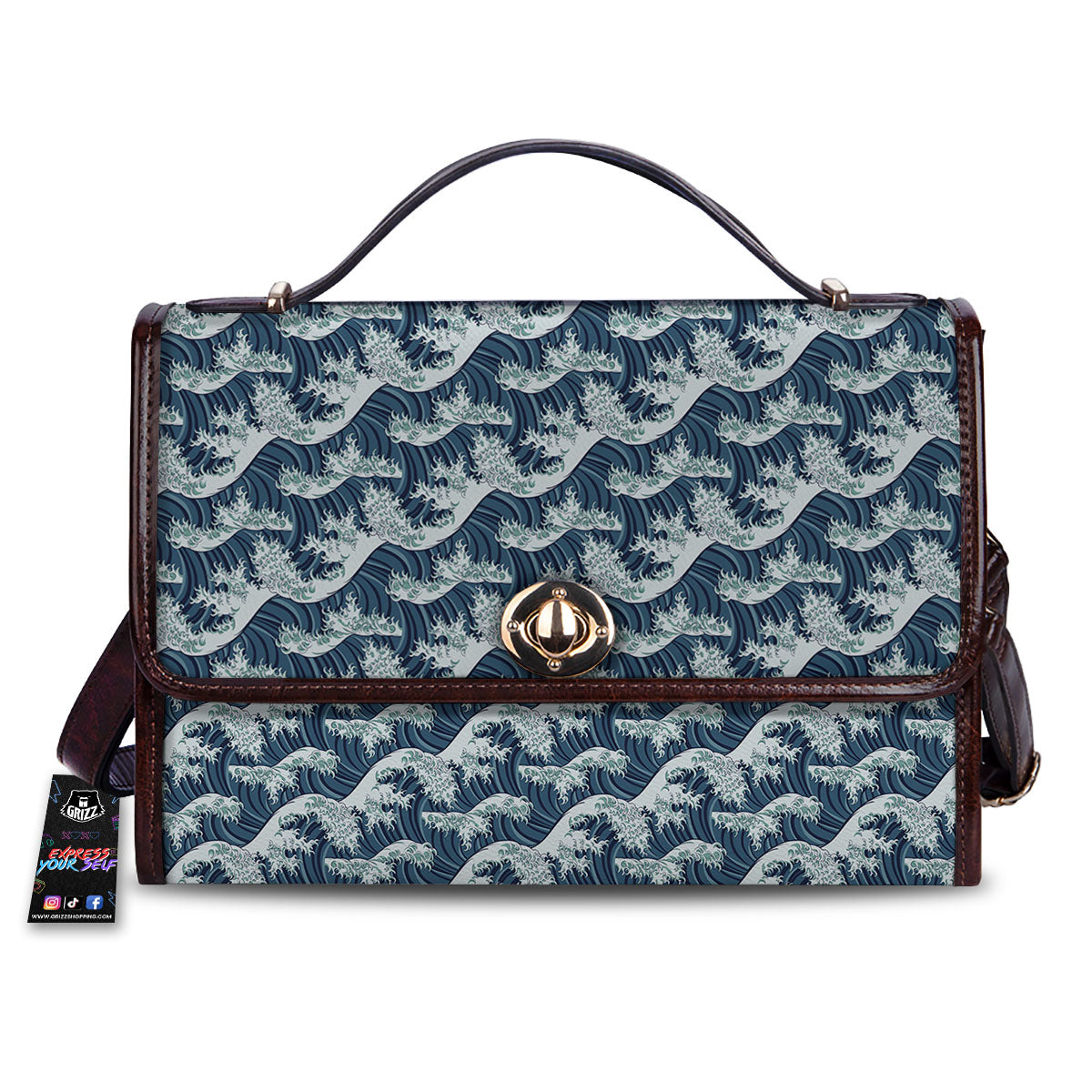 Kanagawa Wave Japanese Print Pattern Women's Satchel Bag