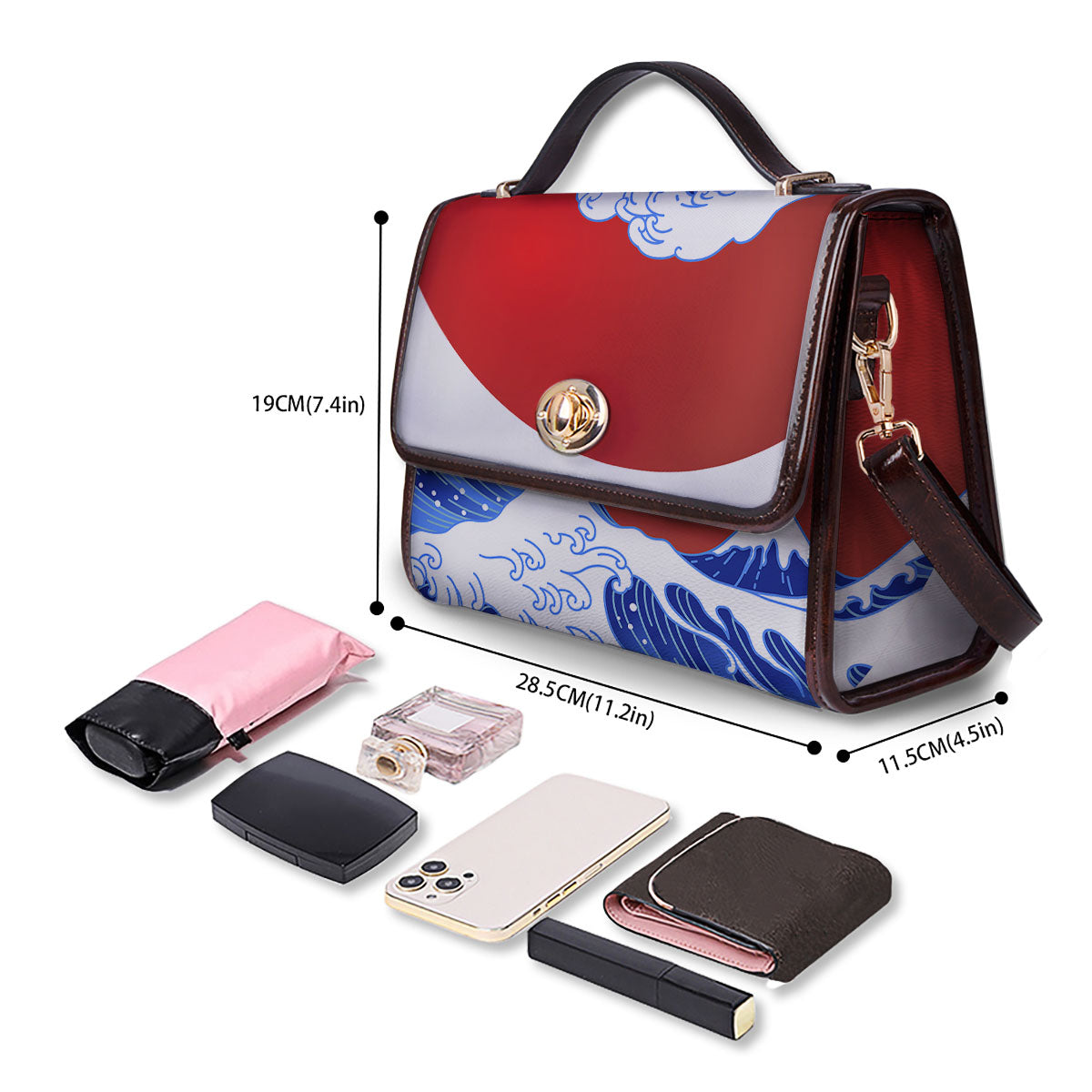 Kanagawa Wave Japanese Print Women's Satchel Bag