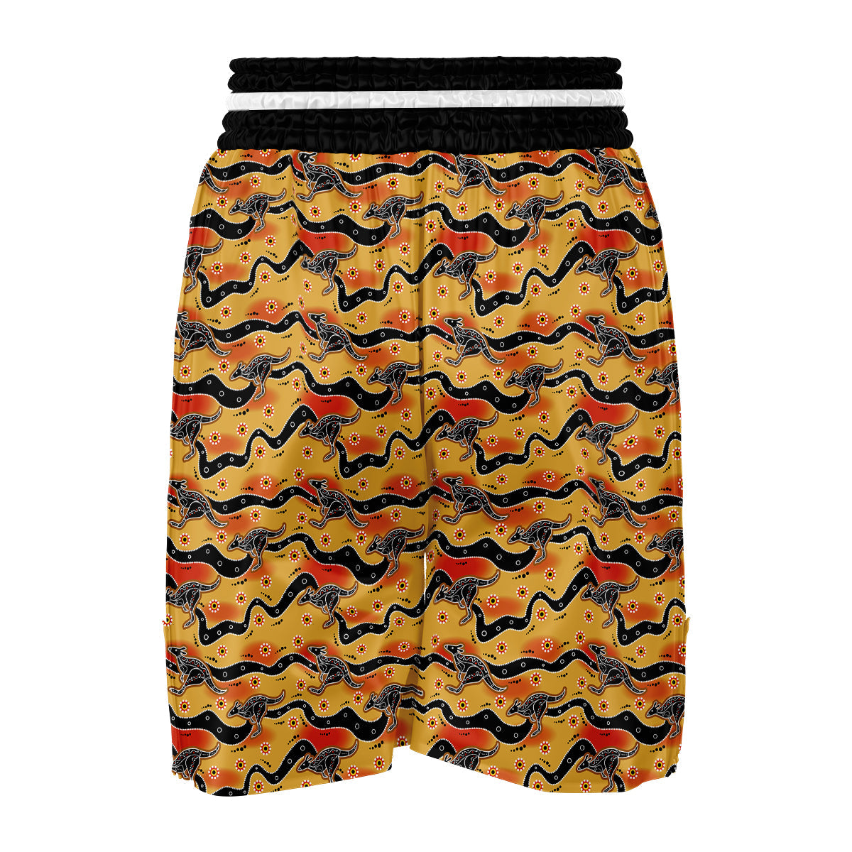 Kangaroo Aboriginal Orange Print Pattern Boxing Shorts-grizzshop