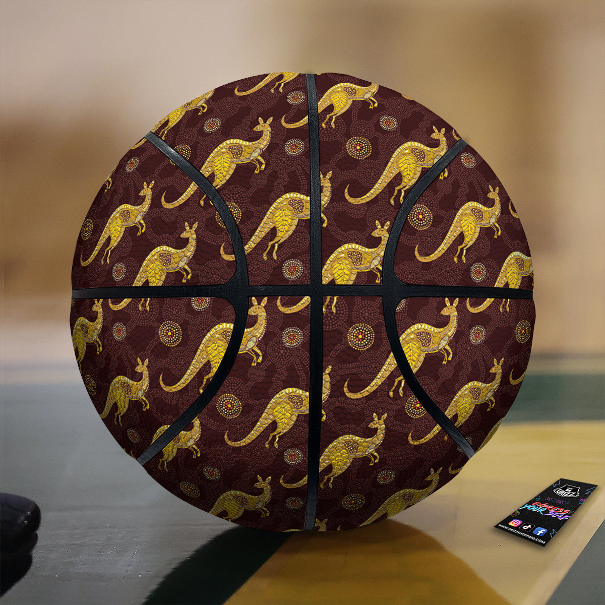 Kangaroo Aboriginal Print Pattern Basketball-grizzshop