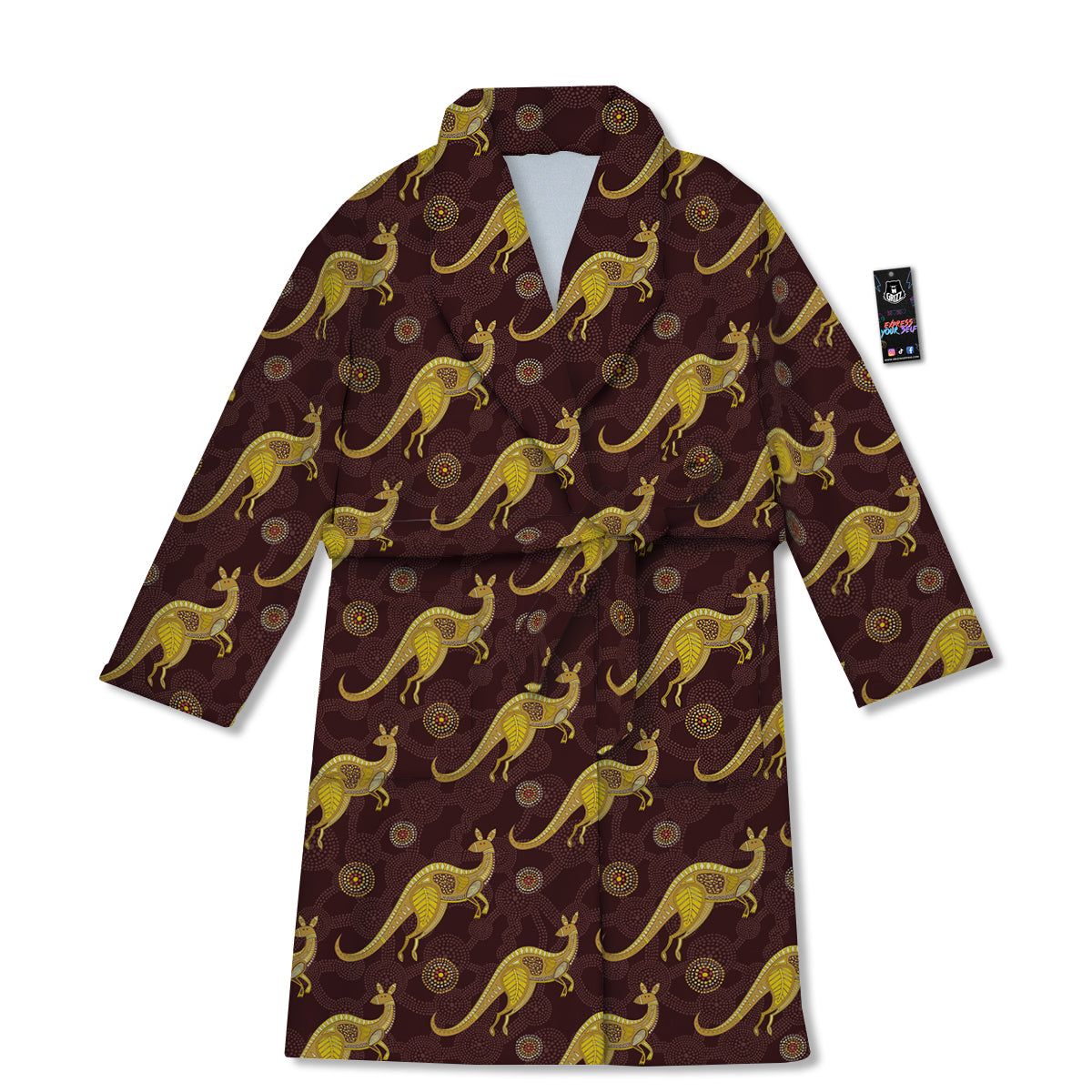 Kangaroo Aboriginal Print Pattern Bathrobe-grizzshop