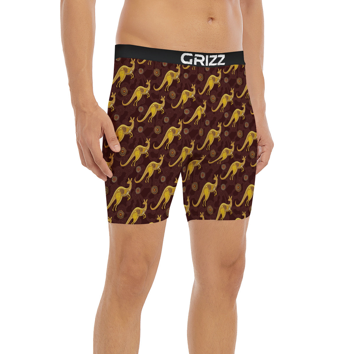 Kangaroo Aboriginal Print Pattern Boxer Briefs-grizzshop