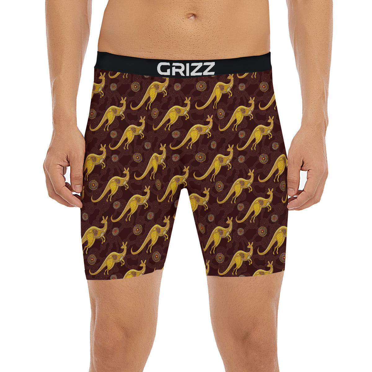 Kangaroo Aboriginal Print Pattern Boxer Briefs-grizzshop
