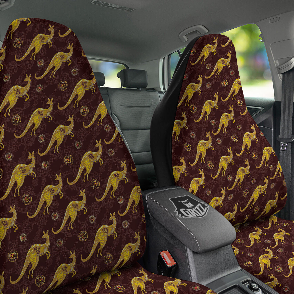 Kangaroo Aboriginal Print Pattern Car Seat Covers-grizzshop