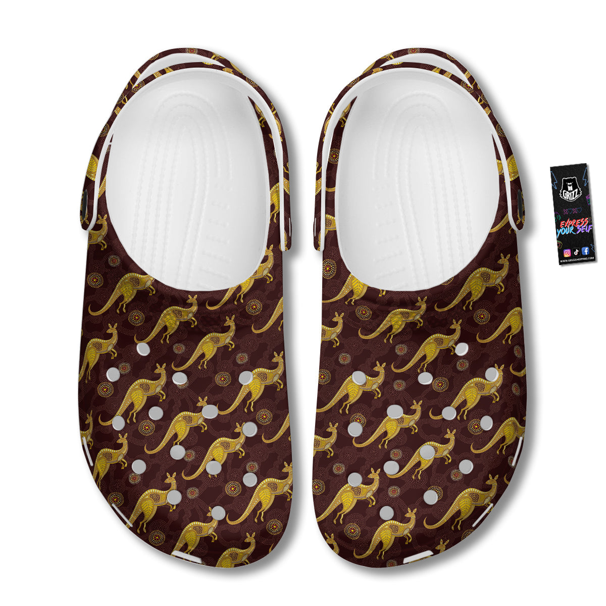Kangaroo Aboriginal Print Pattern Clog-grizzshop