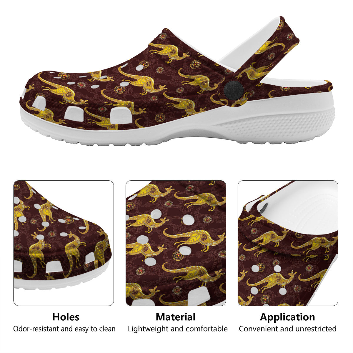 Kangaroo Aboriginal Print Pattern Clog-grizzshop