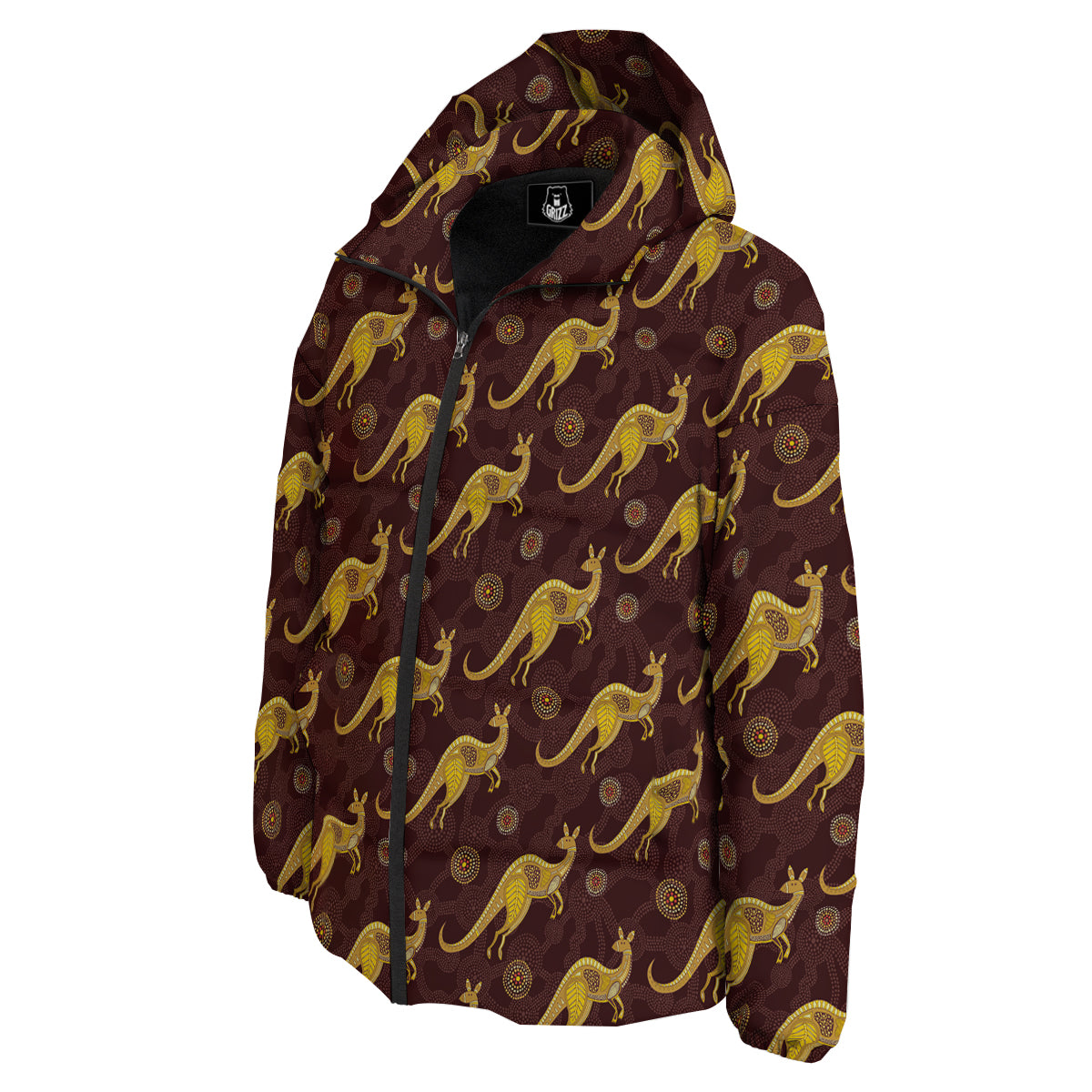 Kangaroo Aboriginal Print Pattern Down Jacket-grizzshop