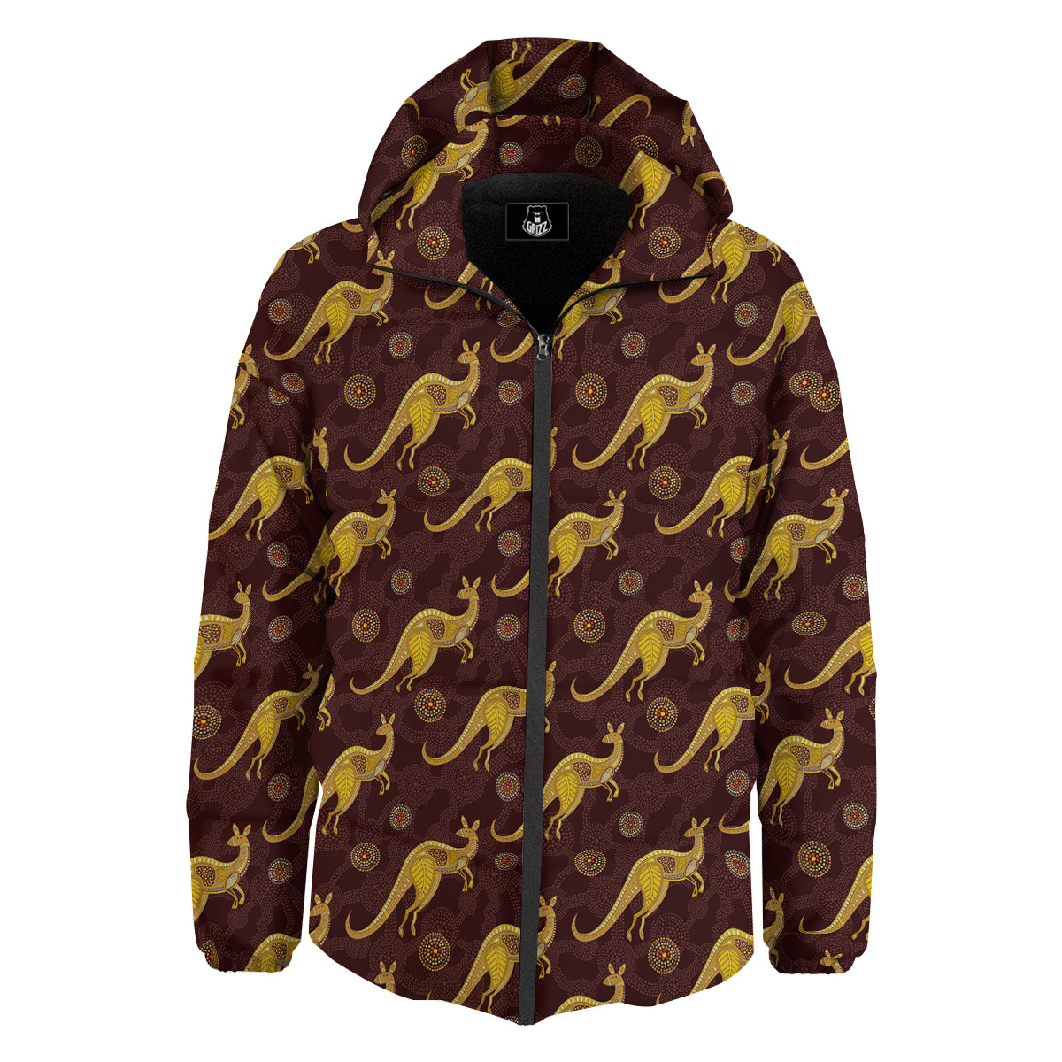 Kangaroo Aboriginal Print Pattern Down Jacket-grizzshop
