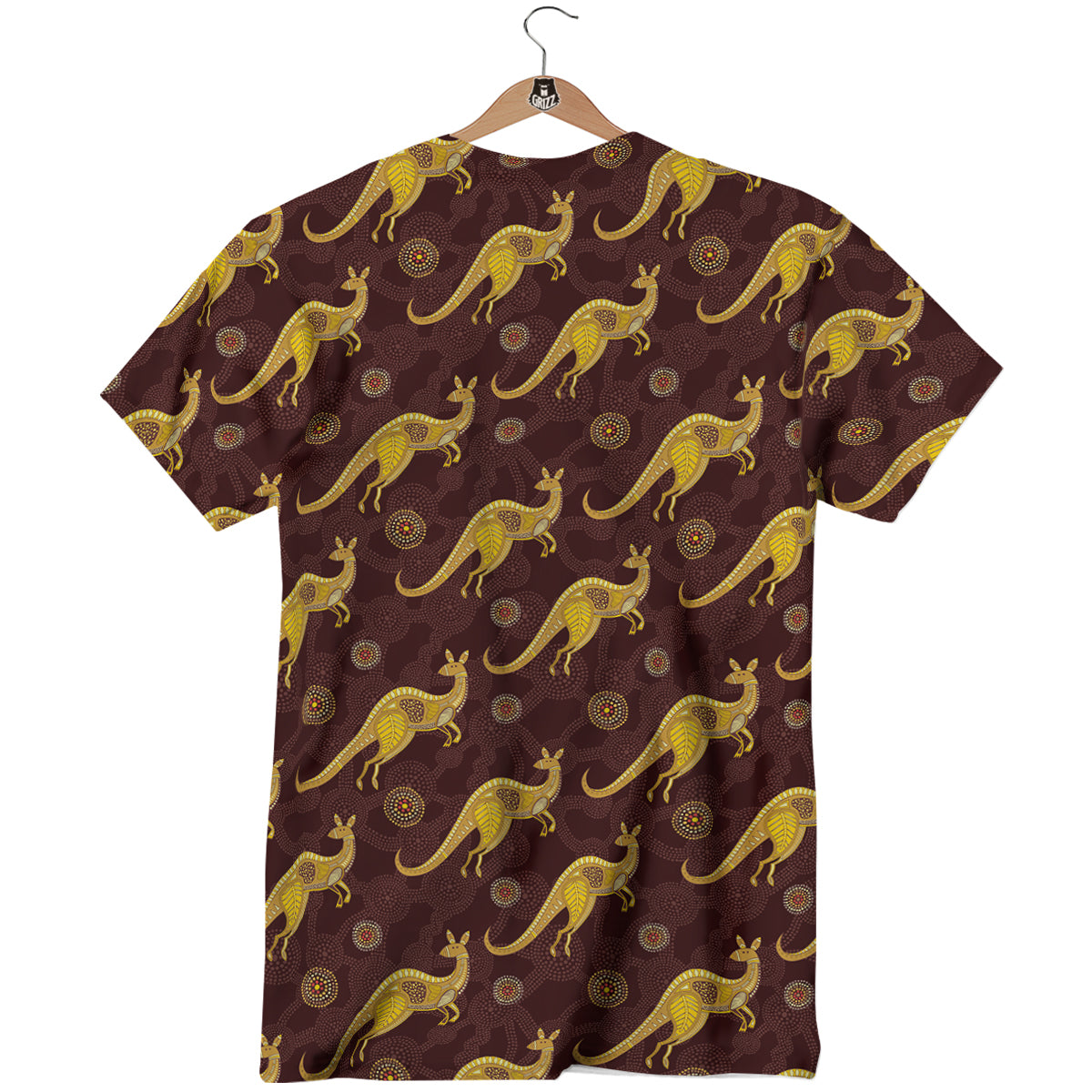 Kangaroo Aboriginal Print Pattern T-Shirt-grizzshop
