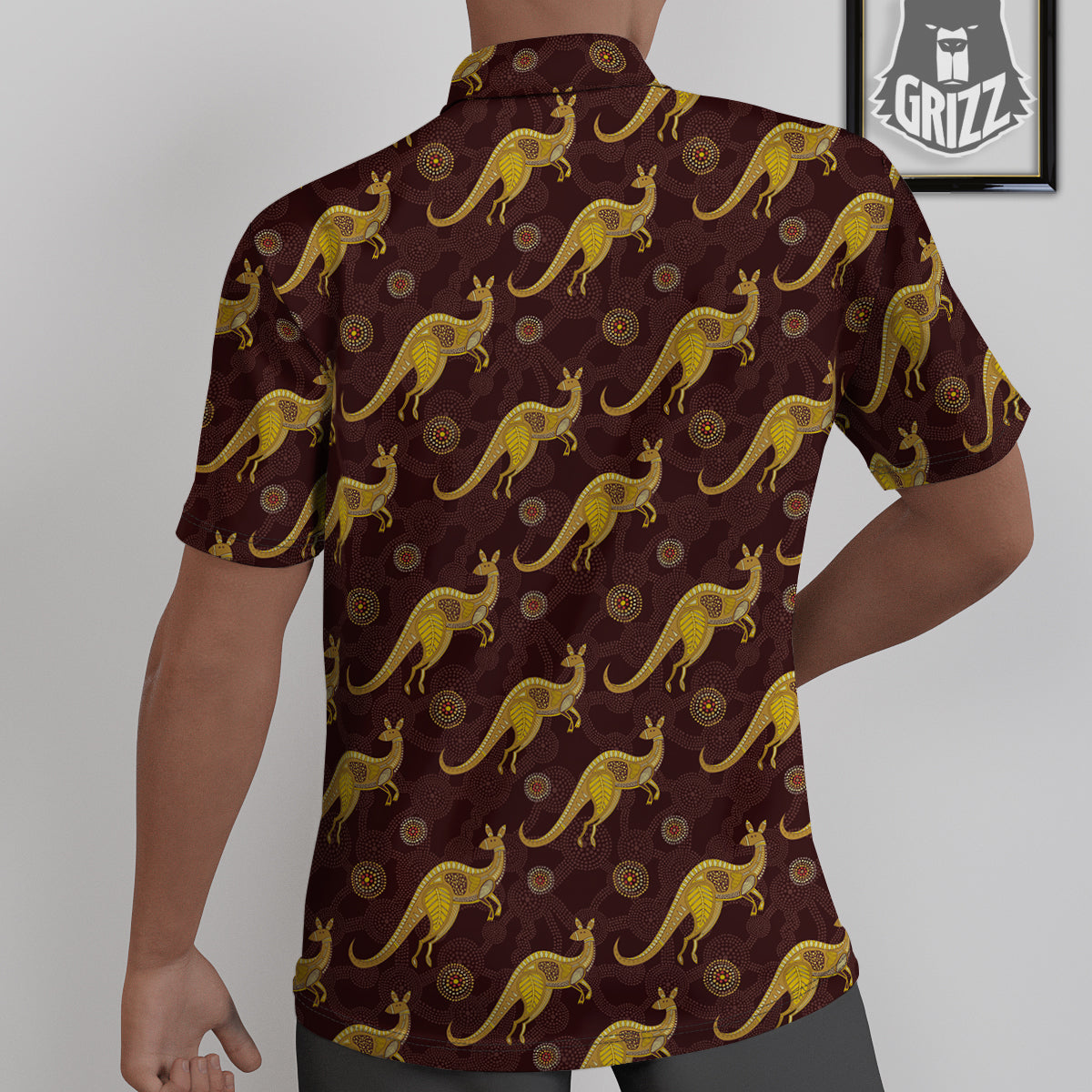 Kangaroo Aboriginal Print Pattern Untucked Shirts-grizzshop