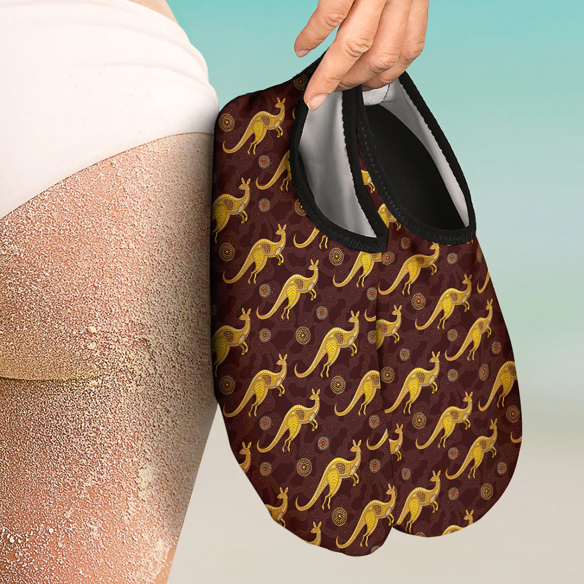 Kangaroo Aboriginal Print Pattern Water Shoes-grizzshop
