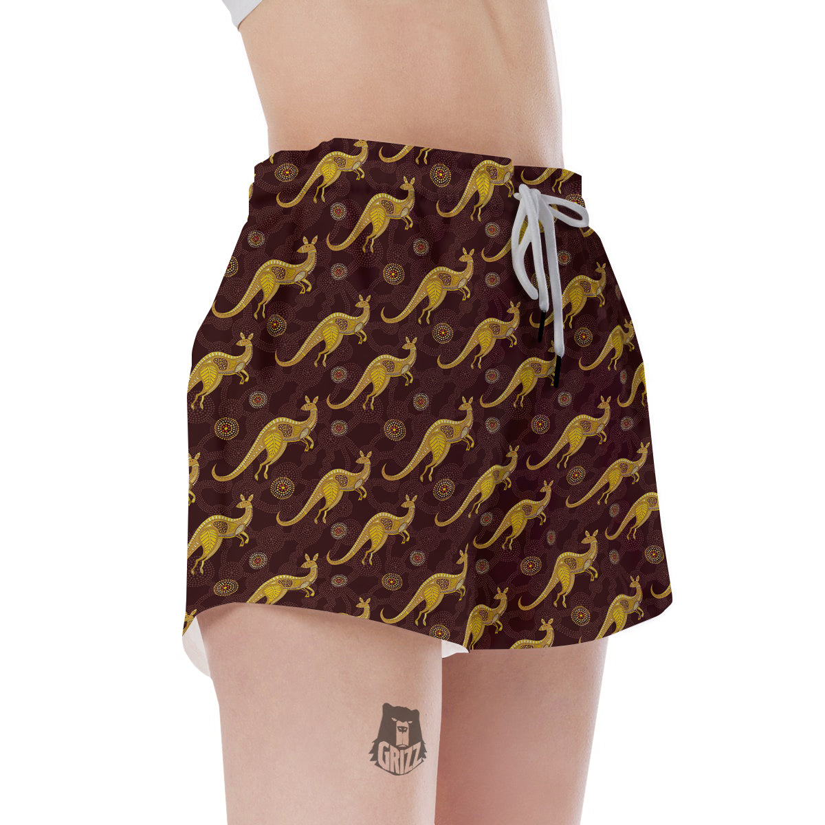 Kangaroo Aboriginal Print Pattern Women's Shorts-grizzshop