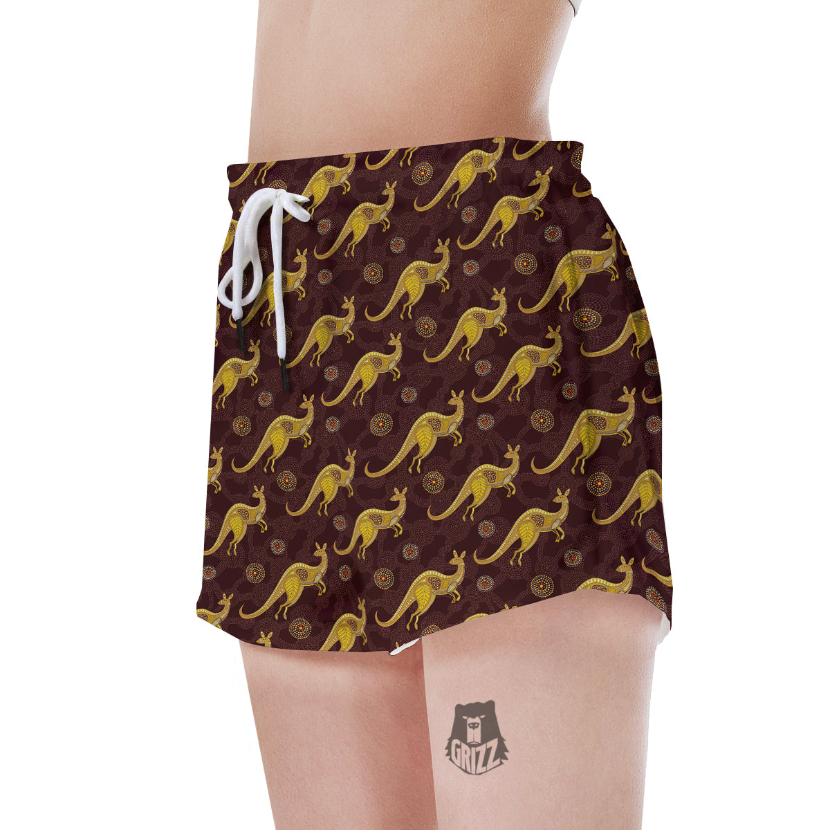 Kangaroo Aboriginal Print Pattern Women's Shorts-grizzshop