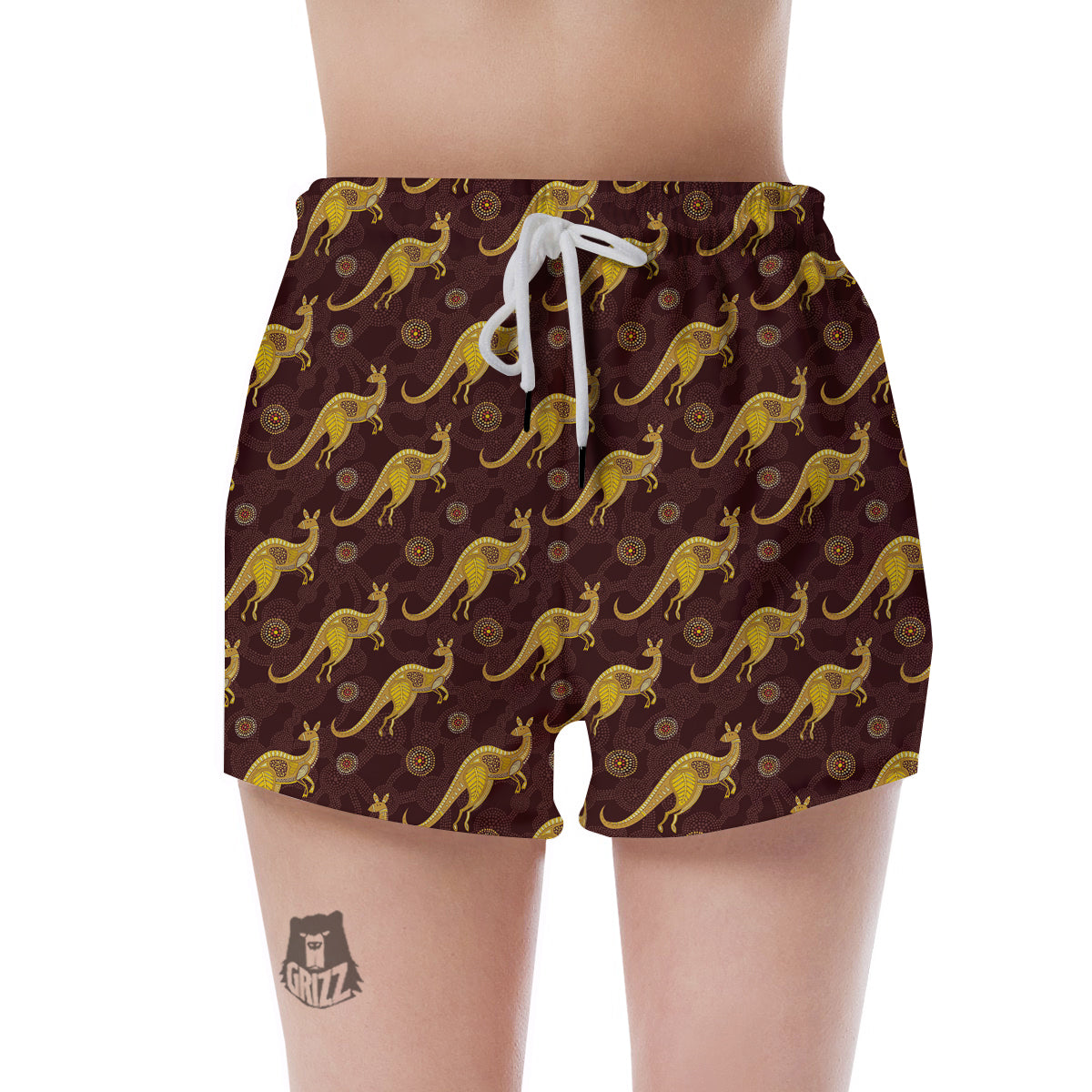 Kangaroo Aboriginal Print Pattern Women's Shorts-grizzshop