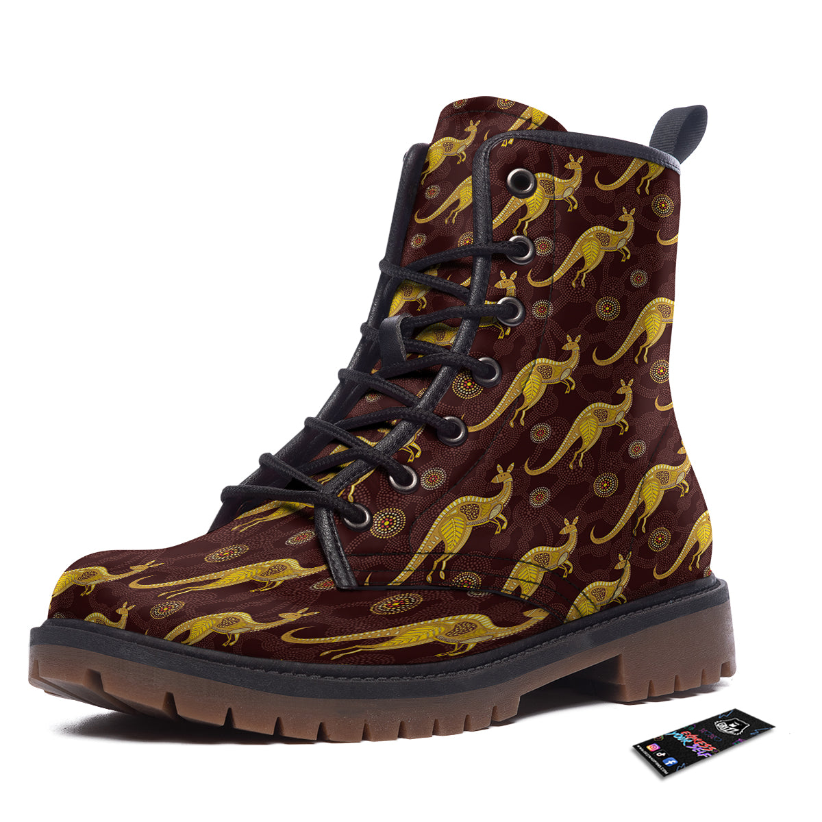 Kangaroo Aboriginal Print Pattern Work Boots-grizzshop