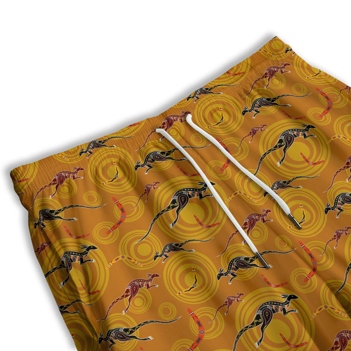 Kangaroo And Boomerang Aboriginal Print Men's Athletic Shorts