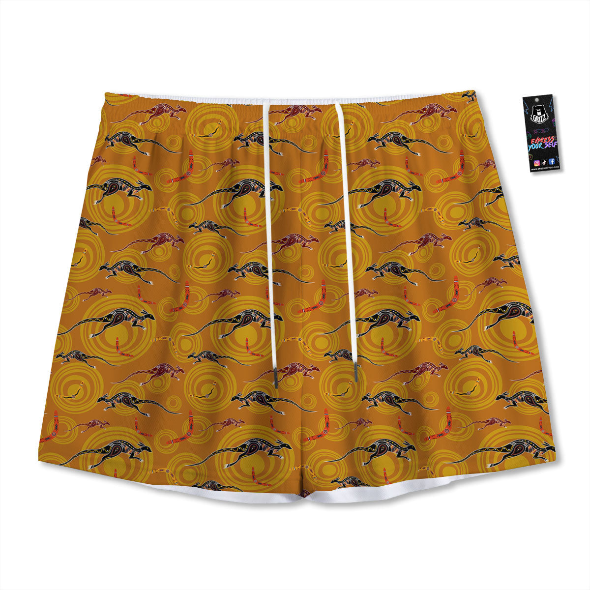 Lotus Spiritual Golden Print Mesh Shorts