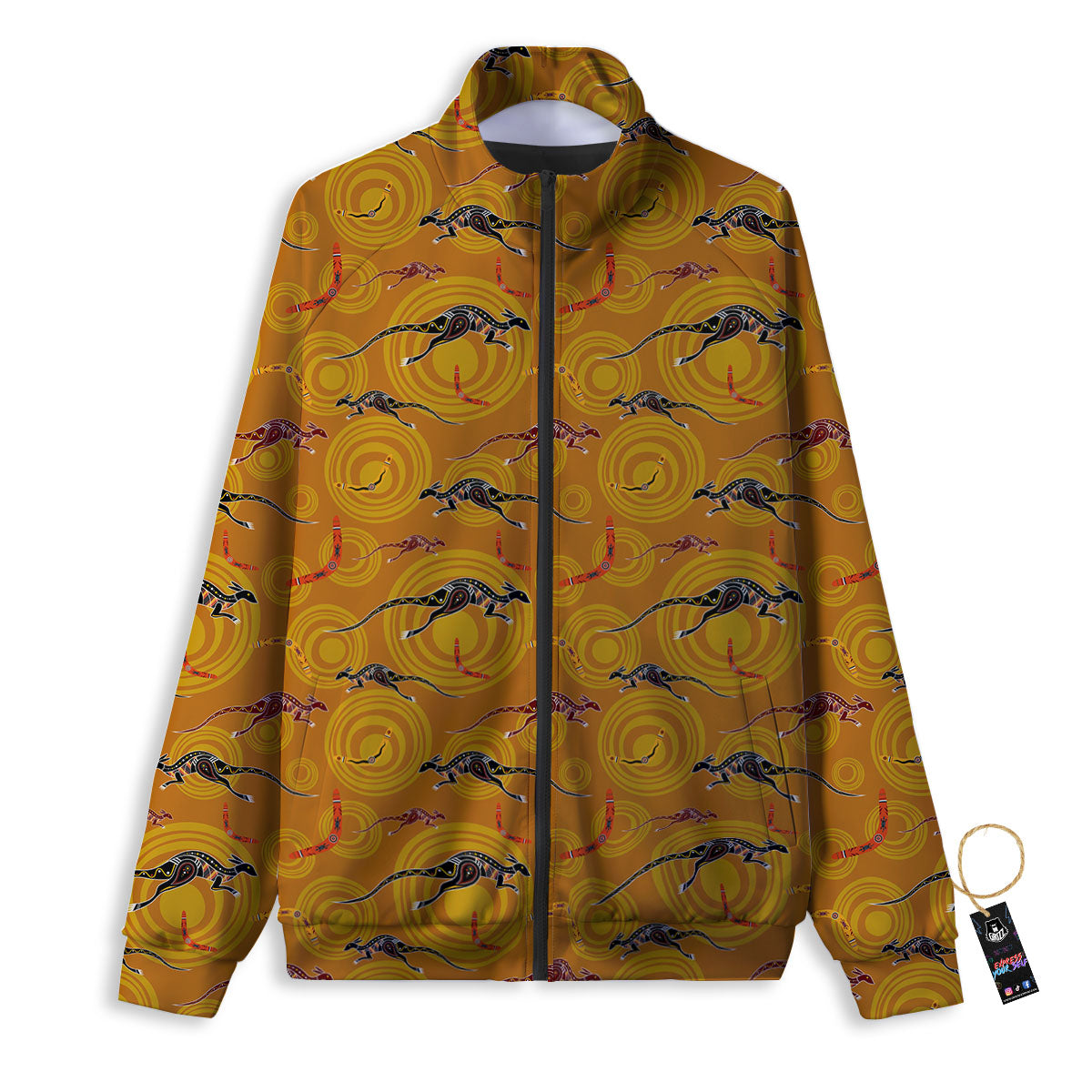 Kangaroo And Boomerang Aboriginal Print Track Jacket-grizzshop