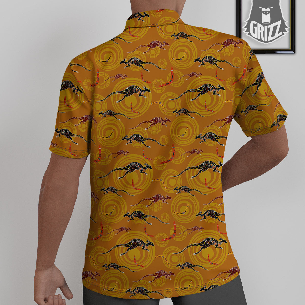 Kangaroo And Boomerang Aboriginal Print Untucked Shirts-grizzshop