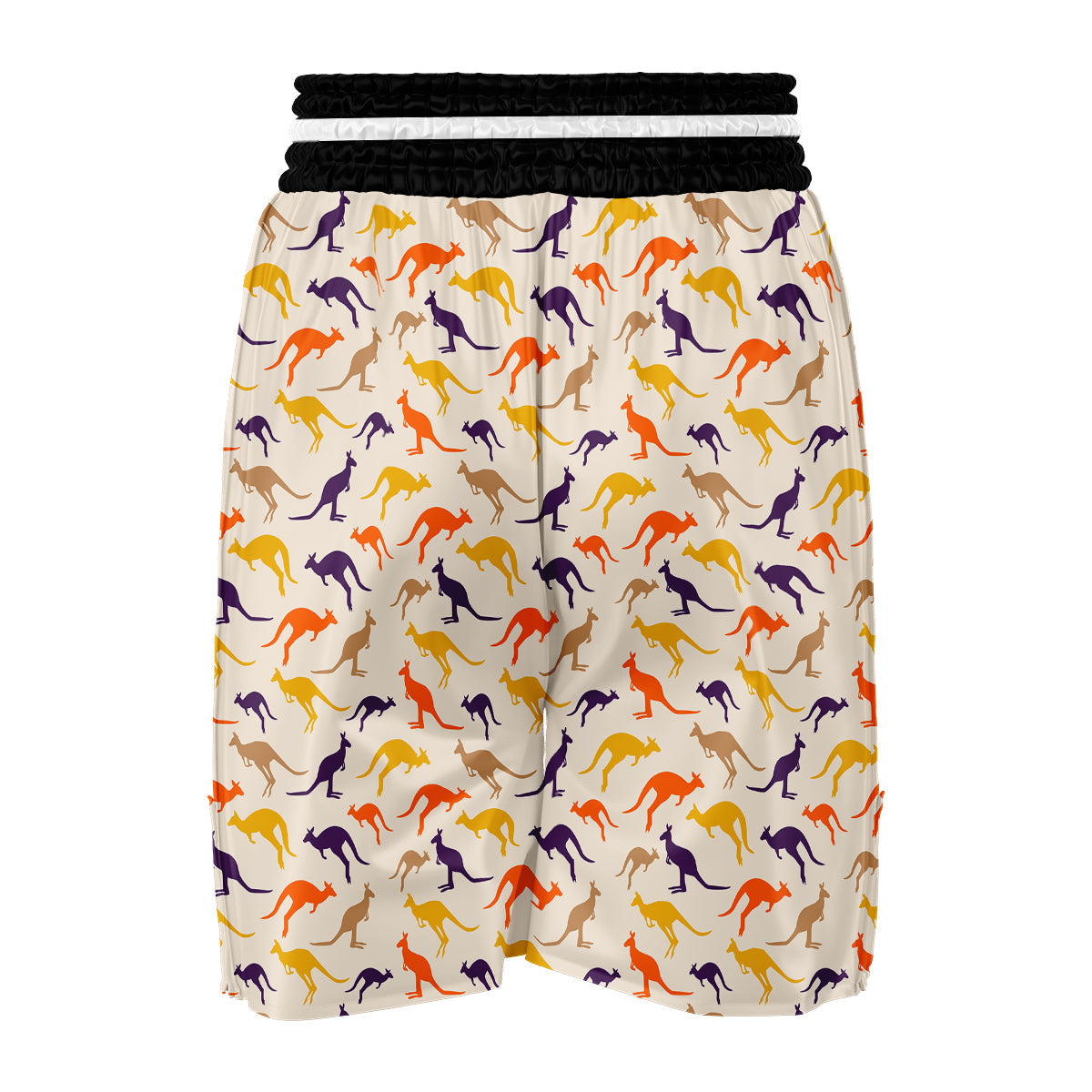 Kangaroo Beige And Colorful Print Pattern Boxing Shorts-grizzshop