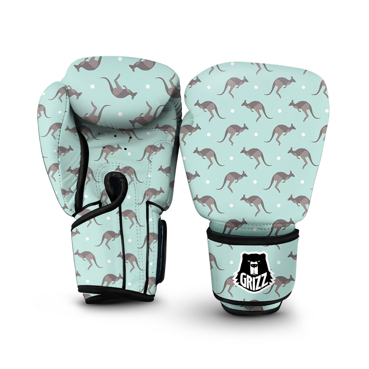 Kangaroo Blue And White Dot Print Pattern Boxing Gloves-grizzshop