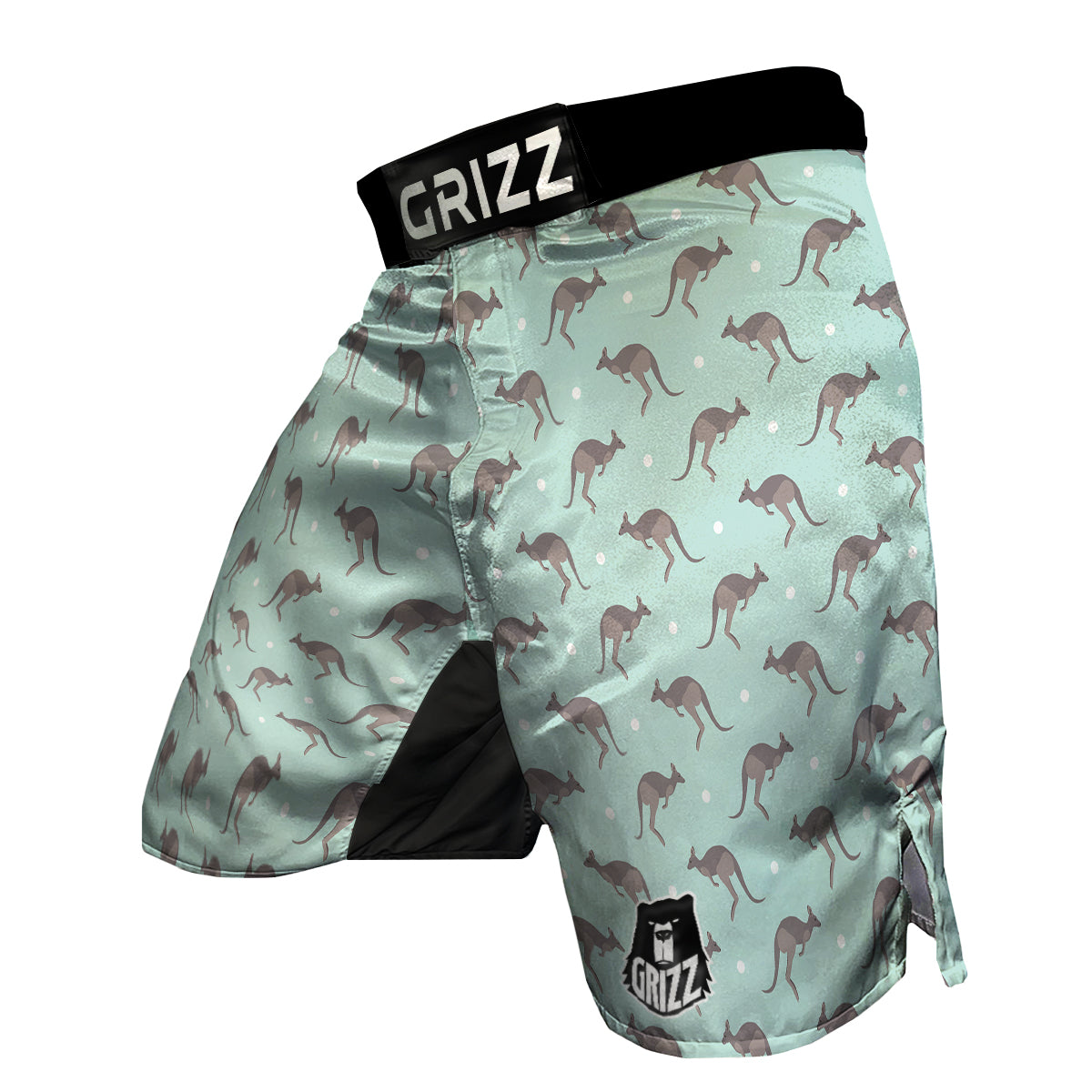 Kangaroo Blue And White Dot Print Pattern MMA Shorts-grizzshop