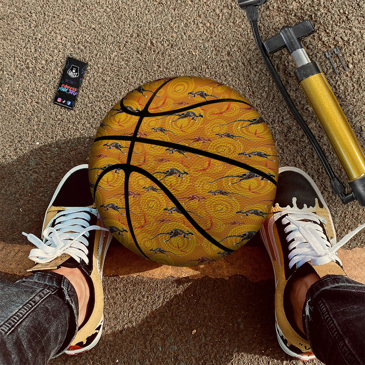 Kangaroo And Boomerang Aboriginal Print Basketball